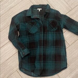 Maurices Women’s Plaid Fleece Shirt - Green and Black
